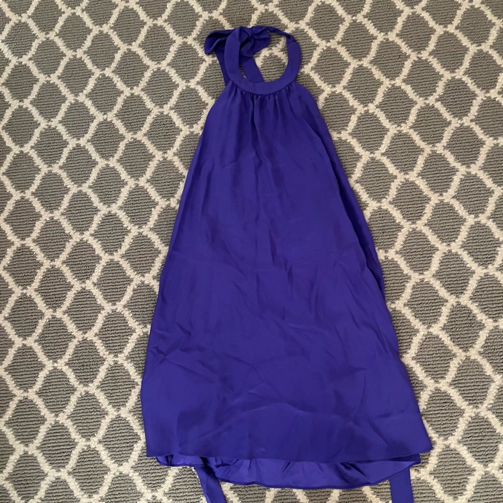 AMANDA UPRICHARD Purple High Neck Open Back Mini dress